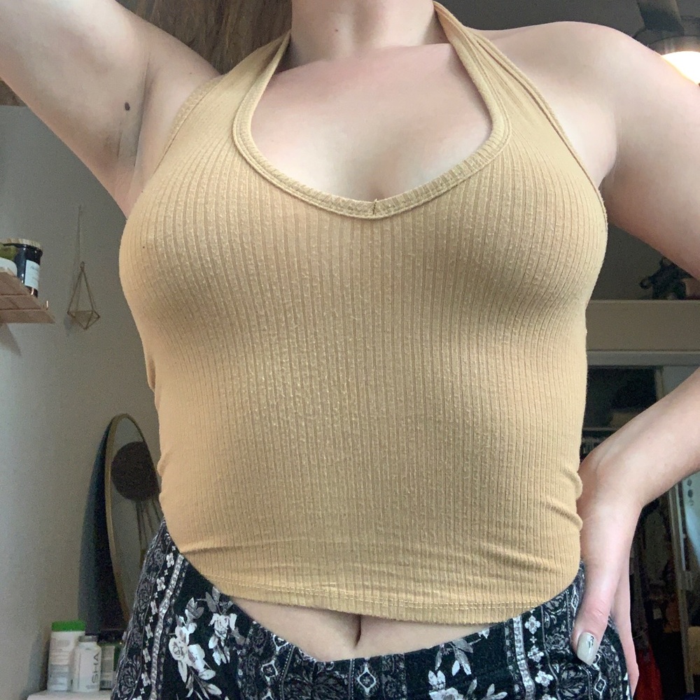 “Bozzolo” mustard yellow halter top